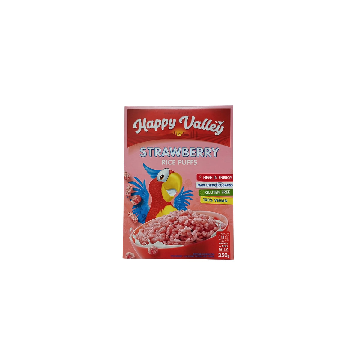 HAPPY VALLEY STRAWBERRY RICE PUFFS 350G