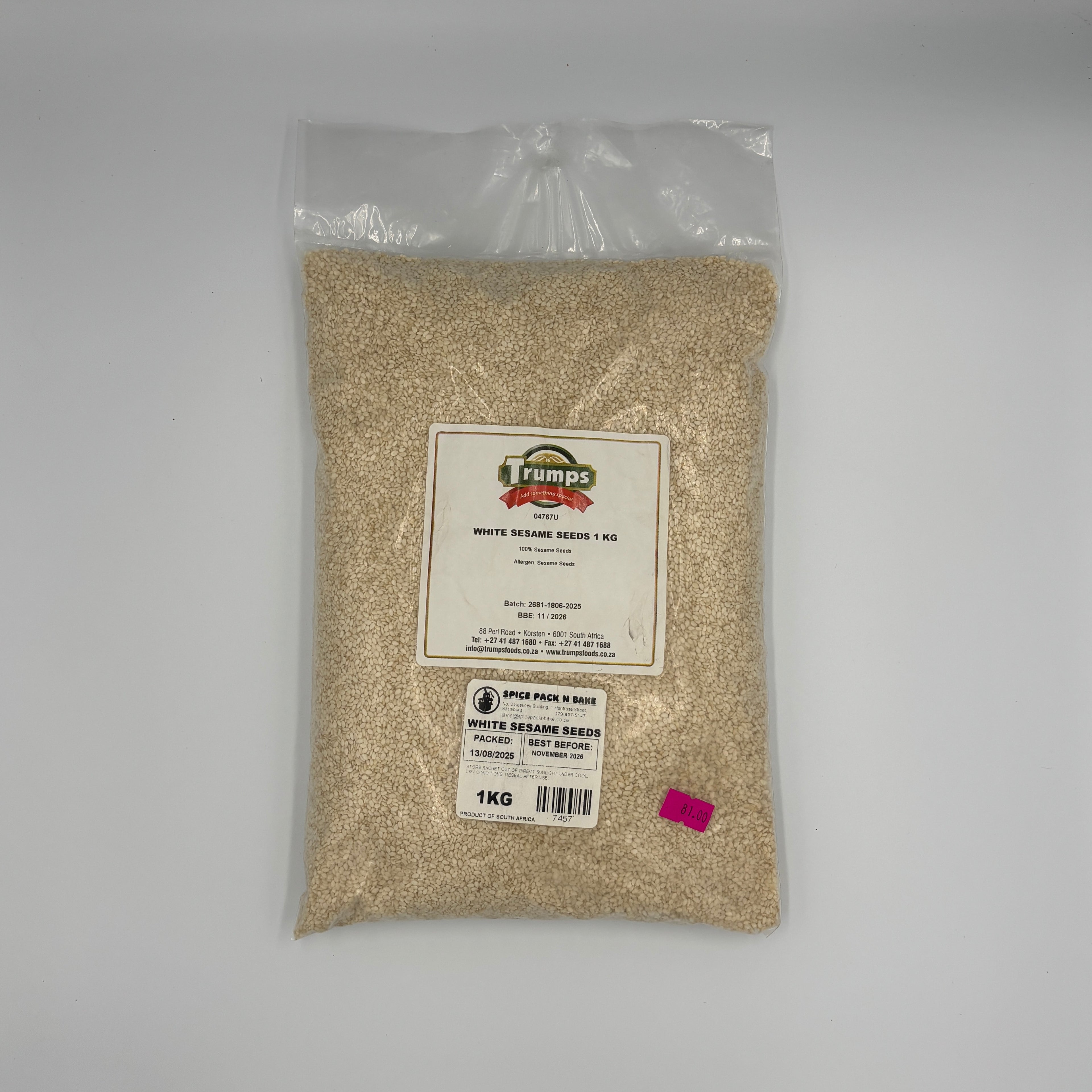 TRUMPS WHITE SESAME SEEDS 1KG