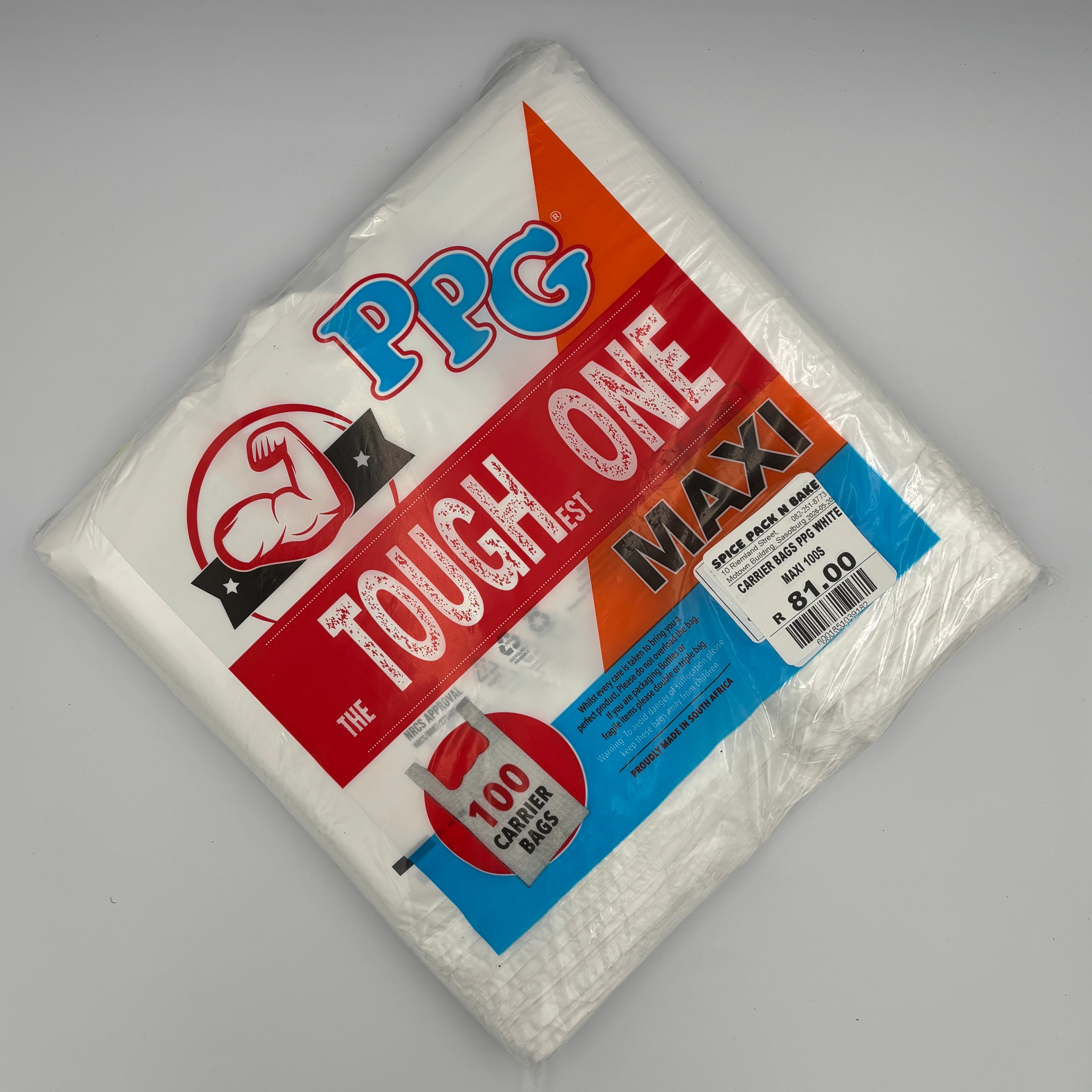 CARRIER BAGS PPG WHITE MAXI 100S