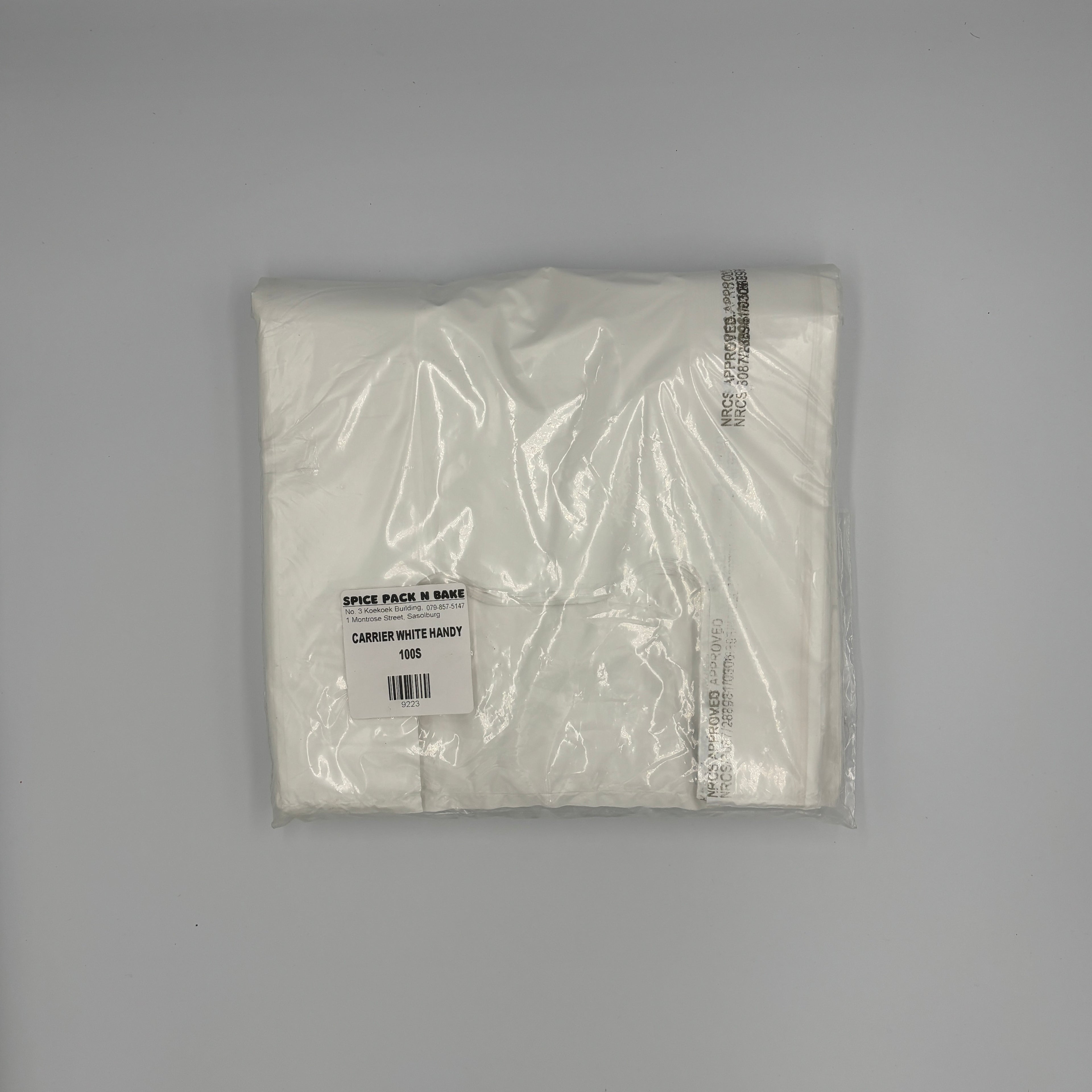 CARRIER BAGS WHITE HANDY 100S