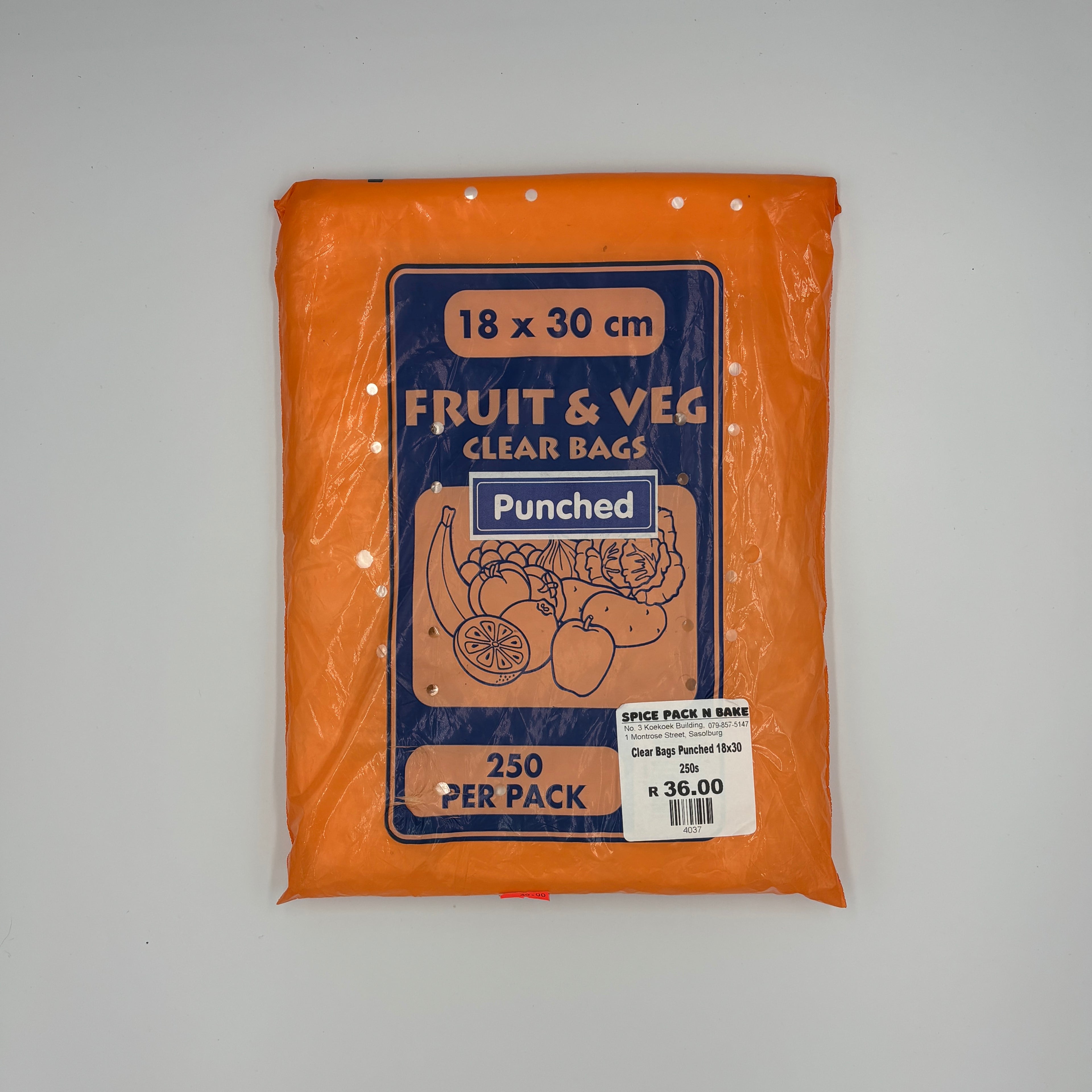 CLEAR BAGS PUNCHED 18X30 250s